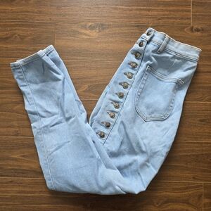 3 For 30 Chic Light Blue Button-Up Women's Skinny Jeans